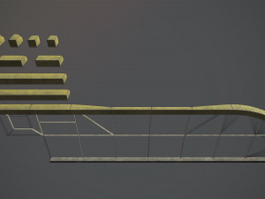 sidewalk - modular set 4 with yellow curb low poly 3D Модель
