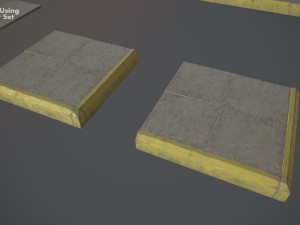 sidewalk - modular set 4 with yellow curb low poly 3D Модель