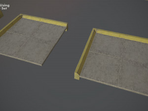 sidewalk - modular set 4 with yellow curb low poly 3D Модель