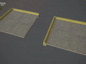 trottoir - ensemble modulaire 4 avec bordure jaune low poly Modèle 3D