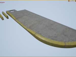 sidewalk - modular set 4 with yellow curb low poly 3D Модель