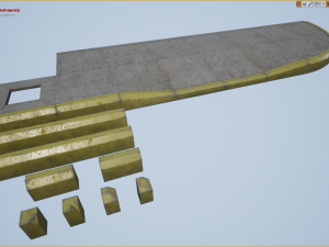 sidewalk - modular set 4 with yellow curb low poly 3D Модель