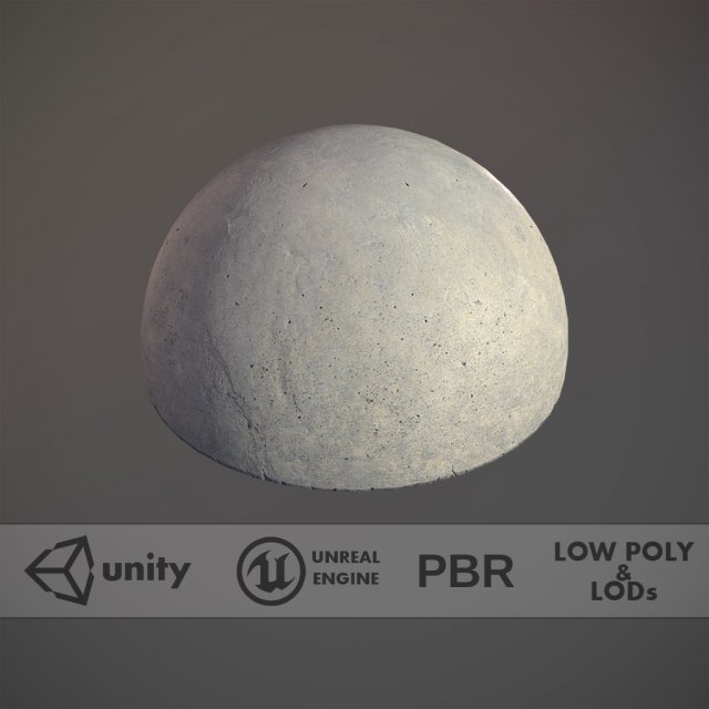 concrete hemisphere barrier pack 1 three color options low poly lods 3D Модель .c4d .max .obj .3ds .fbx .stl .blend 
