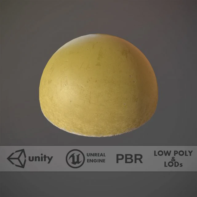 barri&egrave;re h&eacute;misph&egrave;re en b&eacute;ton peinte en jaune pack 1 v1 low poly lods Modèle 3D .c4d .max .obj .3ds .fbx .stl .blend 