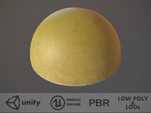 concrete hemisphere barrier painted yellow pack 1 v1 low poly lods 3D मॉडल