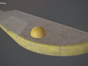 concrete hemisphere barrier painted yellow pack 1 v1 low poly lods 3D 模型