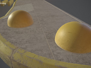 concrete hemisphere barrier painted yellow pack 1 v1 low poly lods 3D 模型