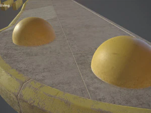 barri&egrave;re h&eacute;misph&egrave;re en b&eacute;ton peinte en jaune pack 1 v1 low poly lods Modèle 3D