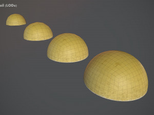 concrete hemisphere barrier painted yellow pack 1 v1 low poly lods 3D 模型