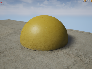 concrete hemisphere barrier painted yellow pack 1 v1 low poly lods 3D 模型