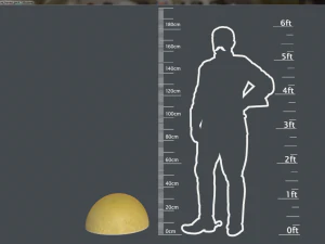 barri&egrave;re h&eacute;misph&egrave;re en b&eacute;ton peinte en jaune pack 1 v1 low poly lods Modèle 3D