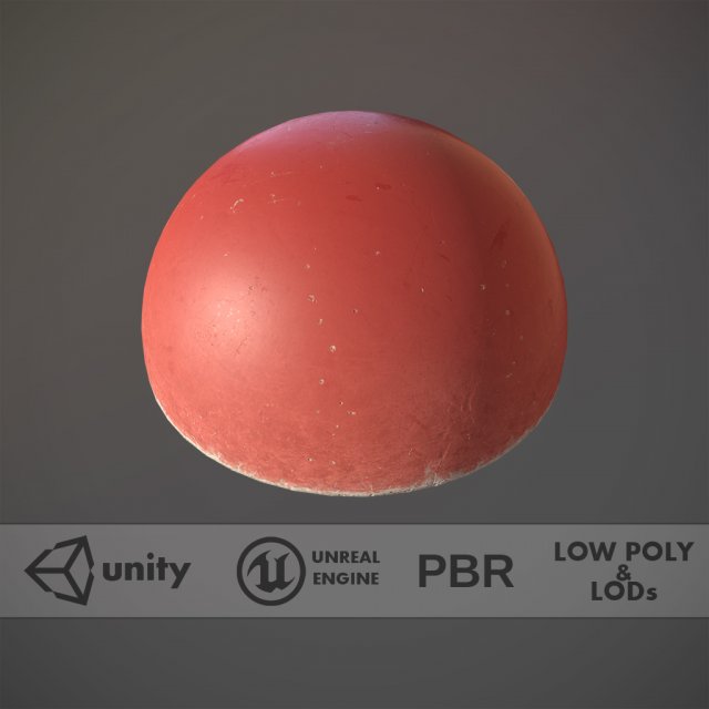 concrete hemisphere barrier painted red pack 1 v2 low poly lods 3D Model .c4d .max .obj .3ds .fbx .stl .blend 