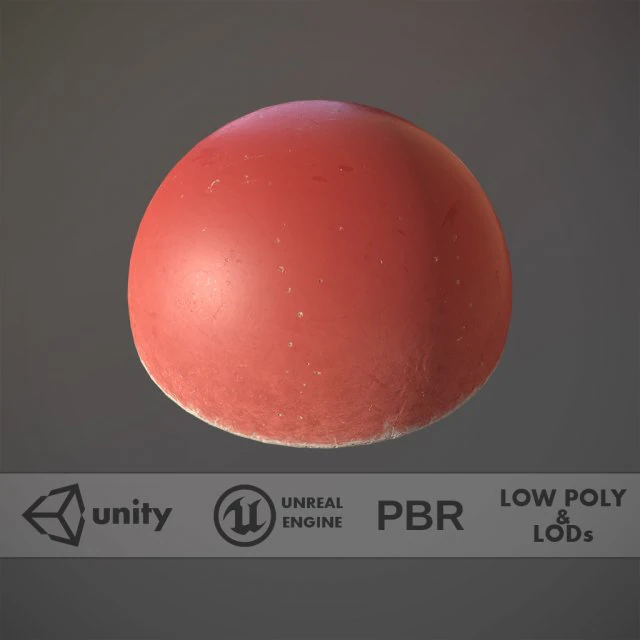 barreira hemisf&eacute;rica de concreto pintada de vermelho pack 1 v2 low poly lods Modelo 3D .c4d .max .obj .3ds .fbx .stl .blend 