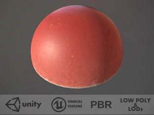 barreira hemisf&eacute;rica de concreto pintada de vermelho pack 1 v2 low poly lods Modelo 3D