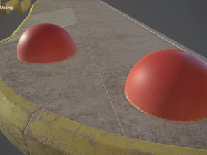 barreira hemisf&eacute;rica de concreto pintada de vermelho pack 1 v2 low poly lods Modelo 3D