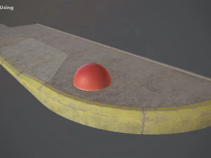 barreira hemisf&eacute;rica de concreto pintada de vermelho pack 1 v2 low poly lods Modelo 3D