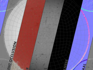 barreira hemisf&eacute;rica de concreto pintada de vermelho pack 1 v2 low poly lods Modelo 3D