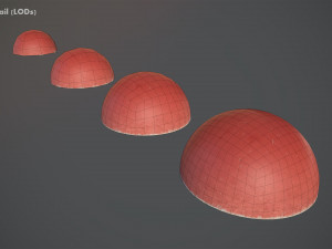 concrete hemisphere barrier painted red pack 1 v2 low poly lods 3D Model