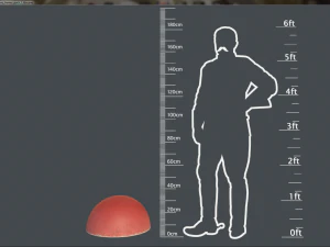 barreira hemisf&eacute;rica de concreto pintada de vermelho pack 1 v2 low poly lods Modelo 3D