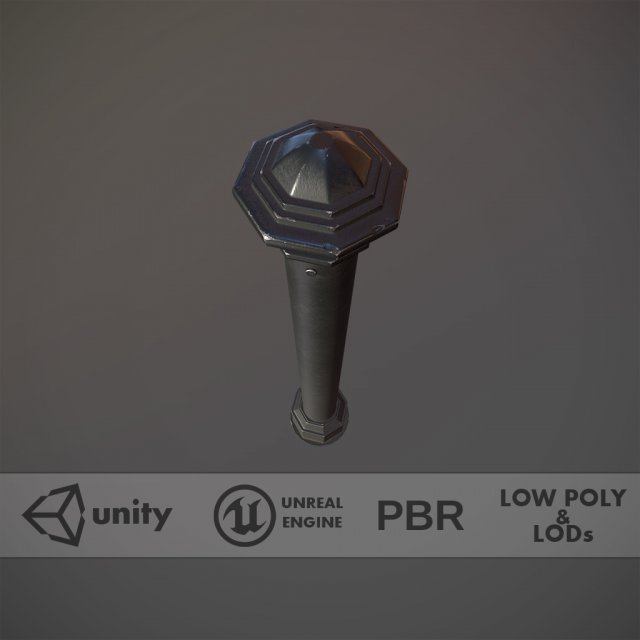 barrier bollard pack 3 black v1 low poly lods 3D Модель .c4d .max .obj .3ds .fbx .stl .blend 