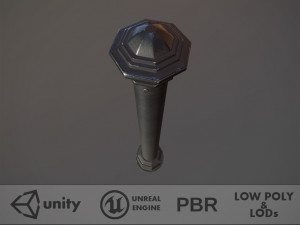 barrier bollard pack 3 black v1 low poly lods 3D मॉडल