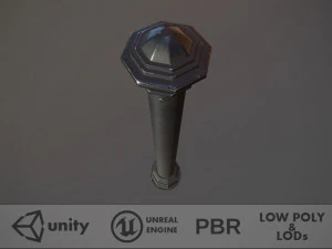 paquete de bolardo de barrera 3 lods negros v1 de baja poli Modelo 3D