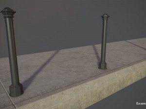 barrier bollard pack 3 black v1 low poly lods 3D Модель