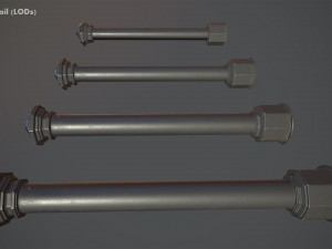 barrier bollard pack 3 black v1 low poly lods 3D Модель
