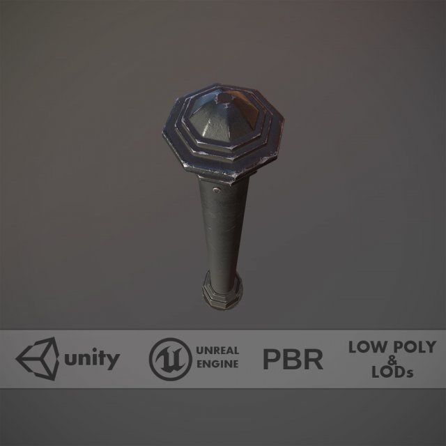 barrier bollard pack 3 black v2 low poly lods Modelo 3D .c4d .max .obj .3ds .fbx .stl .blend