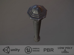barrier bollard pack 3 black v2 low poly lods 3D मॉडल