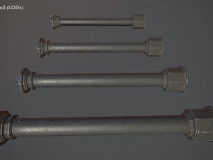 barrier bollard pack 3 black v2 low poly lods Modelo 3D