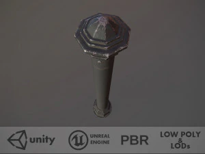 barrièrepaalpakket 3 zwarte v3 laag poly loden 3D Model