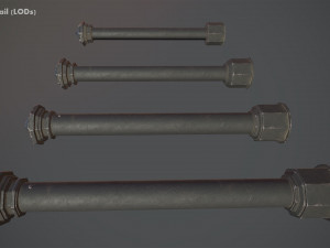barrier bollard pack 3 black v3 low poly lods Modello 3D
