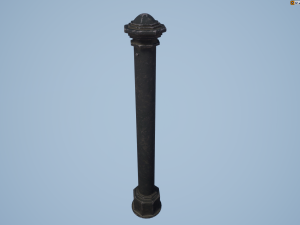 barrier bollard pack 3 black v3 low poly lods Modello 3D