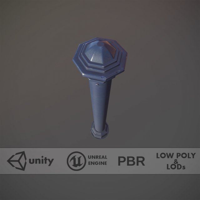 barrier bollard pack 3 blue v1 low poly lods Model 3D .c4d .max .obj .3ds .fbx .stl .blend 