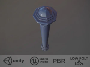 Barriere-Pollerpaket mit 3 blauen V1-Low-Poly-Lods 3D Modell