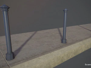barrier bollard pack 3 blue v1 low poly lods 3D Model