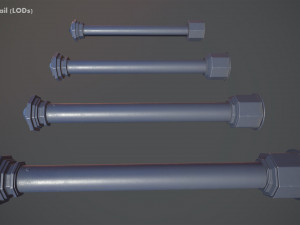 barrier bollard pack 3 blue v1 low poly lods Model 3D