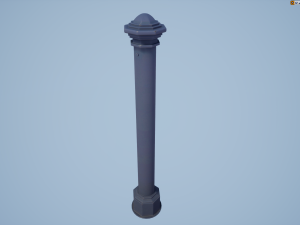 barrier bollard pack 3 blue v1 low poly lods Model 3D