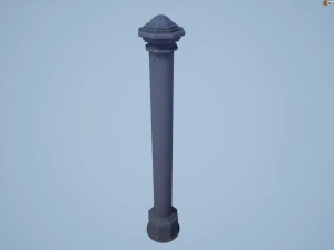 barrier bollard pack 3 blue v1 low poly lods 3D Model