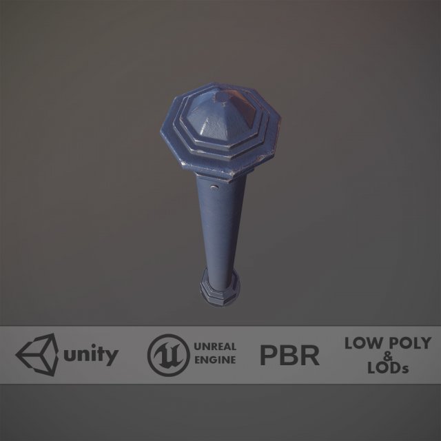barrier bollard pack 3 blue v2 low poly lods Modello 3D .c4d .max .obj .3ds .fbx .stl .blend 