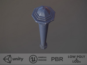 barrier bollard pack 3 blue v2 low poly lods 3D मॉडल