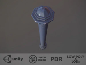 pacote de poste de amarra&ccedil;&atilde;o de barreira 3 blue v2 low poly lods Modelo 3D