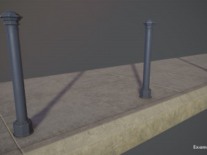 barrier bollard pack 3 blue v2 low poly lods Modello 3D