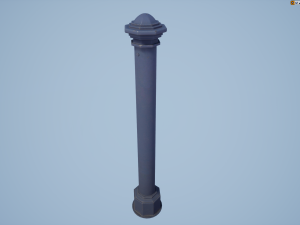 barrier bollard pack 3 blue v2 low poly lods Modello 3D