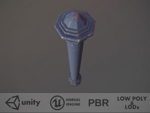 barrier bollard pack 3 blue v3 low poly lods 3D मॉडल