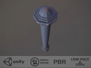 pacote de postes de amarra&ccedil;&atilde;o de barreira 3 blue v3 low poly lods Modelo 3D