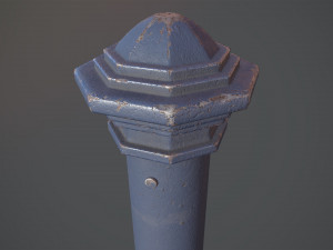 barrier bollard pack 3 blue v3 low poly lods 3D 模型