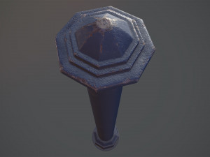 barrier bollard pack 3 blue v3 low poly lods 3D 模型