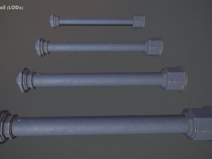 barrier bollard pack 3 blue v3 low poly lods 3D 模型